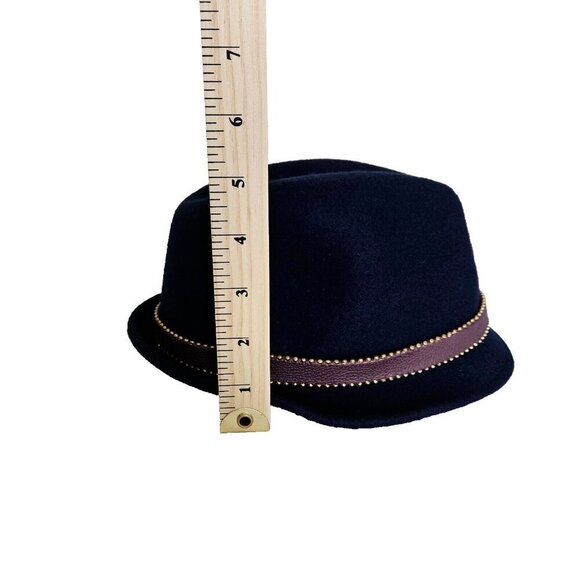 Juicy Couture Fedora Womens One Size Navy 100% Wool Felt Studded Band Bow Hat - Picture 11 of 16